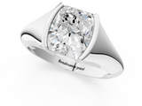 Silver 1.53 Carat F VVS2 Radiant Solitaire Tension Set Diamond Ring