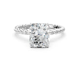 White gold Radiant Solitaire Twist Band Ring with Four-Prong Setting_12