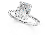 White gold Radiant Solitaire Twist Band Ring with Four-Prong Setting_13