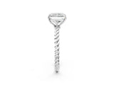 White gold Radiant Solitaire Twist Band Ring with Four-Prong Setting_14
