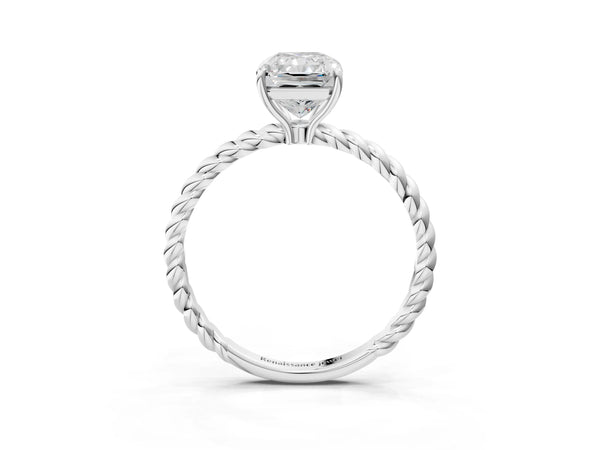 White Gold Radiant Cut Solitaire Engagement Ring Setting with Twisted Rope Band