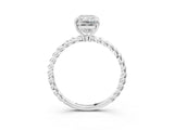 White gold Radiant Solitaire Twist Band Ring with Four-Prong Setting_15