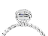 White gold Radiant Solitaire Twist Band Ring with Four-Prong Setting_16