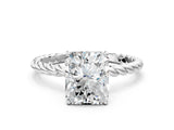 White gold Radiant Solitaire Twist Band Ring with Four-Prong Setting_67