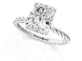 White gold Radiant Solitaire Twist Band Ring with Four-Prong Setting_68