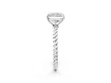 White gold Radiant Solitaire Twist Band Ring with Four-Prong Setting_70