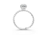 White gold Radiant Solitaire Twist Band Ring with Four-Prong Setting_71
