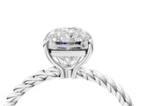 White gold Radiant Solitaire Twist Band Ring with Four-Prong Setting_72