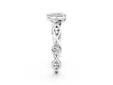 White gold Radiant Solitaire Twist Band with Leaf Prong Setting 3