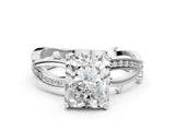White gold Radiant Solitaire Twist Band with Pavé Accents and Four-Prong Setting_20