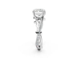 White gold Radiant Solitaire Twist Band with Pavé Accents and Four-Prong Setting_22