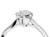 White gold Radiant Solitaire Twist Band with Pavé Diamonds and Four-Prong Setting_61