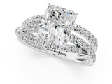 White gold Radiant Solitaire Twist Band with Pavé Setting and Four-Prong Setting_151