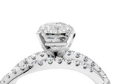 White gold Radiant Solitaire Twist Band with Pavé Setting and Four-Prong Setting_154