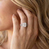 White gold Radiant Solitaire Twist Band with Pavé Setting and Four-Prong Setting_15