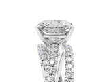 White gold Radiant Solitaire Twist Band with Pavé Setting and Four-Prong Setting_162