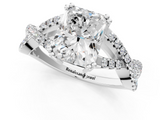 White gold Radiant Solitaire Twist Band with Pavé Setting and Four-Prong Setting_31