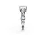 White gold Radiant Solitaire Twist Band with Pavé Setting and Four-Prong Setting_32