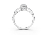 White gold Radiant Solitaire Twist Band with Pavé Setting and Four-Prong Setting_33