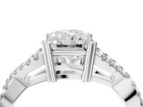 White gold Radiant Solitaire Twist Band with Pavé Setting and Four-Prong Setting_34
