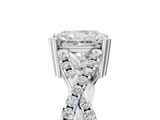 White gold Radiant Solitaire Twist Band with Pavé Setting and Four-Prong Setting_35