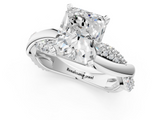 White gold Radiant Solitaire Twist Band with Pave Prong Setting_82