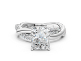 White gold Radiant Solitaire Twist Band with Pave Prong Setting_84