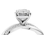 White gold Radiant Solitaire Twist Band with Pave Prong Setting_88