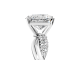 White gold Radiant Solitaire Twist Band with Pave Prong Setting_89