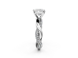 White gold Radiant Solitaire Twist Band with Pave Prong Setting_89