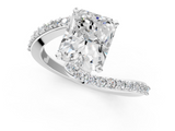White gold Radiant Solitaire Twist Band with Pave Set Diamonds and Four-Prong Setting_159