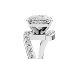 White gold Radiant Solitaire Twist Band with Pave Set Diamonds and Four-Prong Setting_161