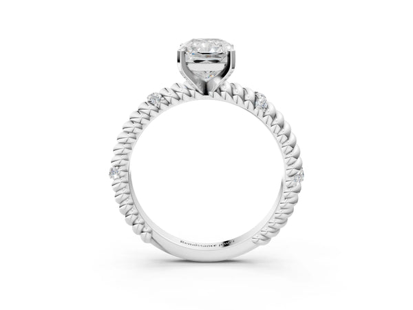 White gold Radiant Solitaire Twisted Band Prong Set Engagement Ring