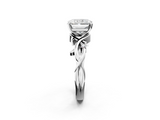White gold Radiant Solitaire Twisted Band Prong Setting Ring_284