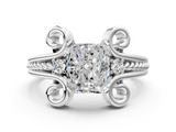 White gold Radiant Solitaire Twisted Band Scroll Prong Ring_3