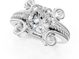 White gold Radiant Solitaire Twisted Band Scroll Prong Ring_4