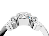 White gold Radiant Solitaire Twisted Band Scroll Prong Ring_7