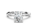 White gold Radiant Solitaire Twisted Band with Bead Prong Setting_425