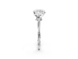 White gold Radiant Solitaire Twisted Band with Bead Prong Setting_428