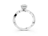 White gold Radiant Solitaire Twisted Band with Bead Prong Setting_428