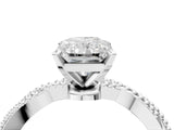 White gold Radiant Solitaire Twisted Band with Bead Prong Setting_429