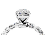 White gold Radiant Solitaire Twisted Band with Pavé Accents and Four-Prong Setting_44