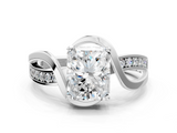White gold Radiant Solitaire Twisted Band with Prong Setting_50