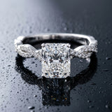 White gold Radiant Solitaire Twisted Pave Band with Four-Prong Setting_16