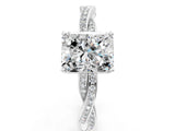 White gold Radiant Solitaire Twisted Pave Diamond Ring with Four-Prong Setting_12