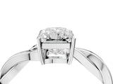 White gold Radiant Solitaire Twisted Pave Diamond Ring with Four-Prong Setting_16