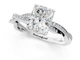 White gold Radiant Solitaire Twisted Pave Diamond Ring with Four-Prong Setting_25