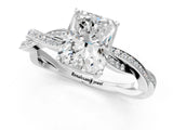 White gold Radiant Solitaire Twisted Pave Diamond Ring with Four-Prong Setting_91