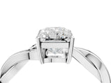 White gold Radiant Solitaire Twisted Pave Diamond Ring with Four-Prong Setting_94