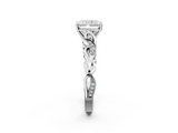 White gold Radiant Solitaire Vine Band with Milgrain Prong Setting_26